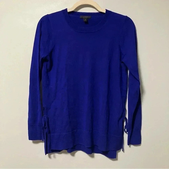J. Crew Tippi 100% merino wool blue lace side  sweater - Picture 1 of 5